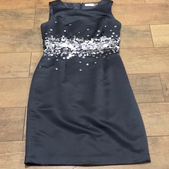 Calvin Klein Midi Dress Blue Silver Sequin - Picture 5 of 8